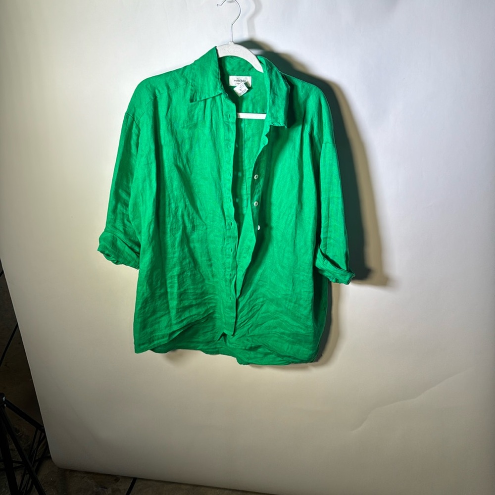 Green ottol ame button up long sleeve shirt